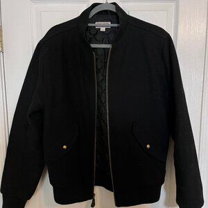 J Crew Wallace & Barnes Wool Quilted Bomber Varsity Jacket Men M Zip Navy